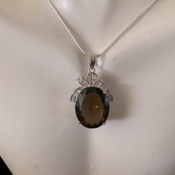 NEW Big bold beautiful Smoky Quartz pendant necklace - Picture 4 of 10
